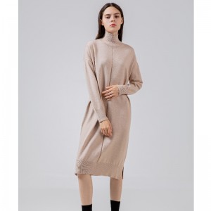 Trend mody Leisure Joker Basic Knit Sukienka z wysoką szyi 68033