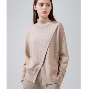 Modny Trend Casual Joker Foundation High Neck Knit Split Single Top 68038 N